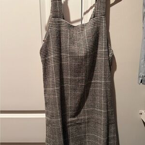 Plaid Sleeveless Shift Dress in Gray